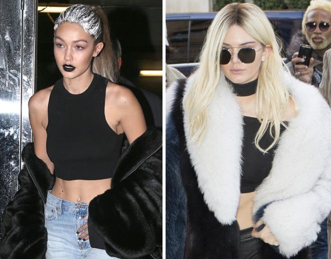 Gigi Hadid y KEndall Jenner con la chaqueta caída