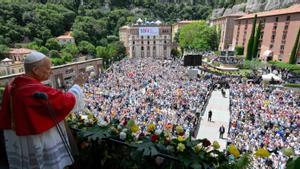 El Papa enalteix a Montserrat els valors d’integració de Catalunya