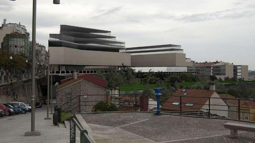 Recreación de la parte alta de la urbanización del Barrio do Cura, desde el mirador del Paseo de Alfonso.