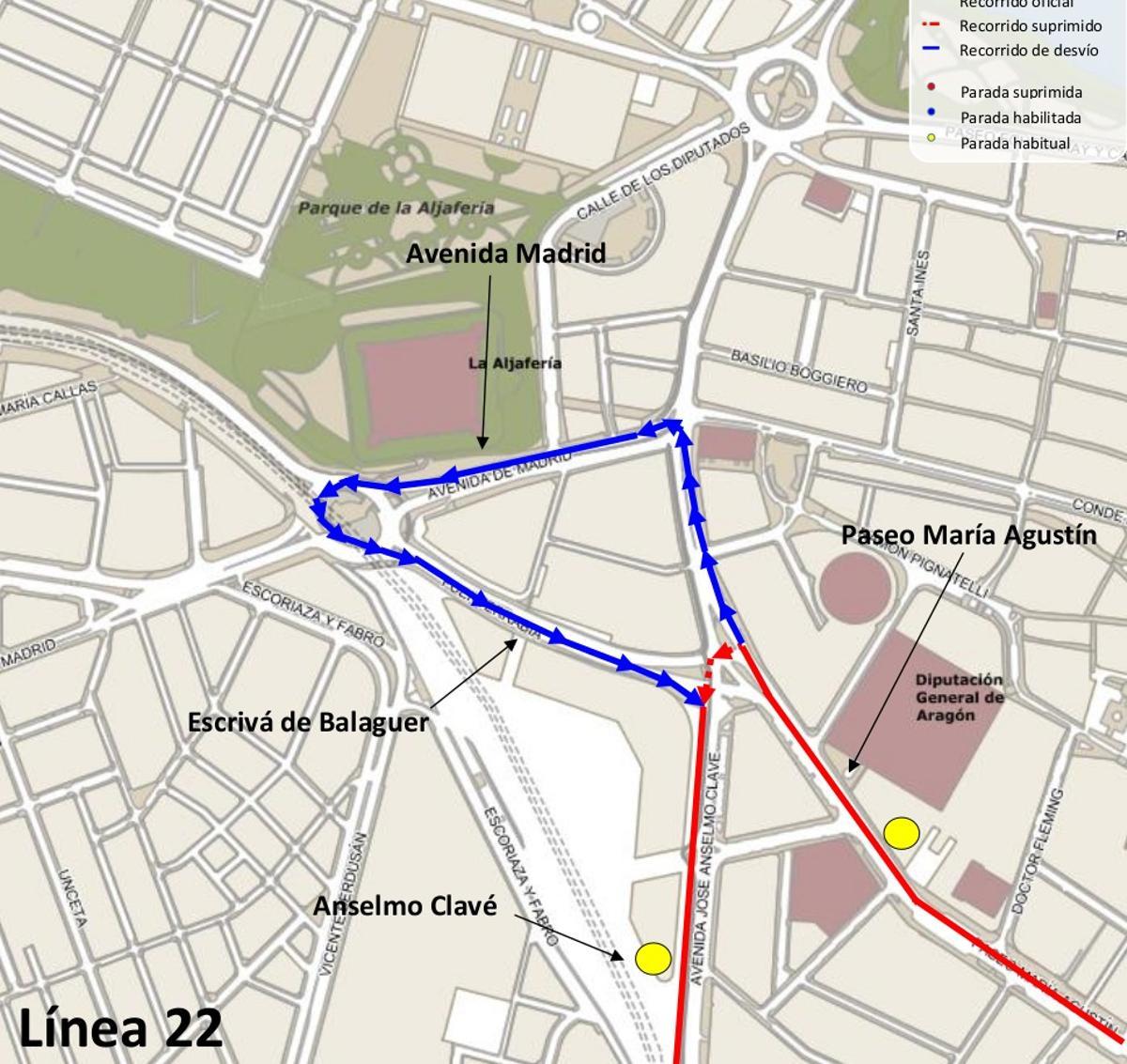 Recorrido de la línea 22.