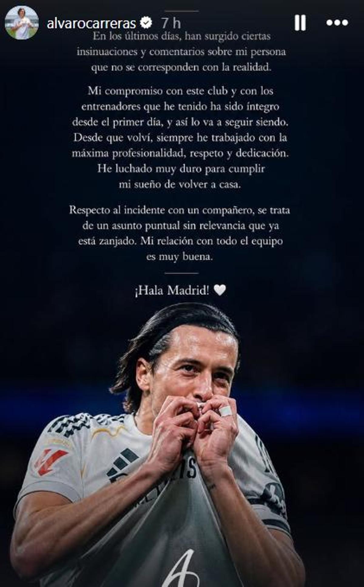 Mensaje de Carreras en sus redes