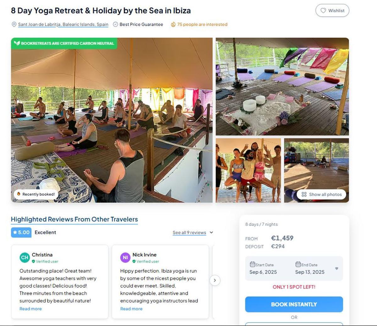 El centro de yoga	de Benirràs vulnera la orden de cierre y comercializa nuevas estancias