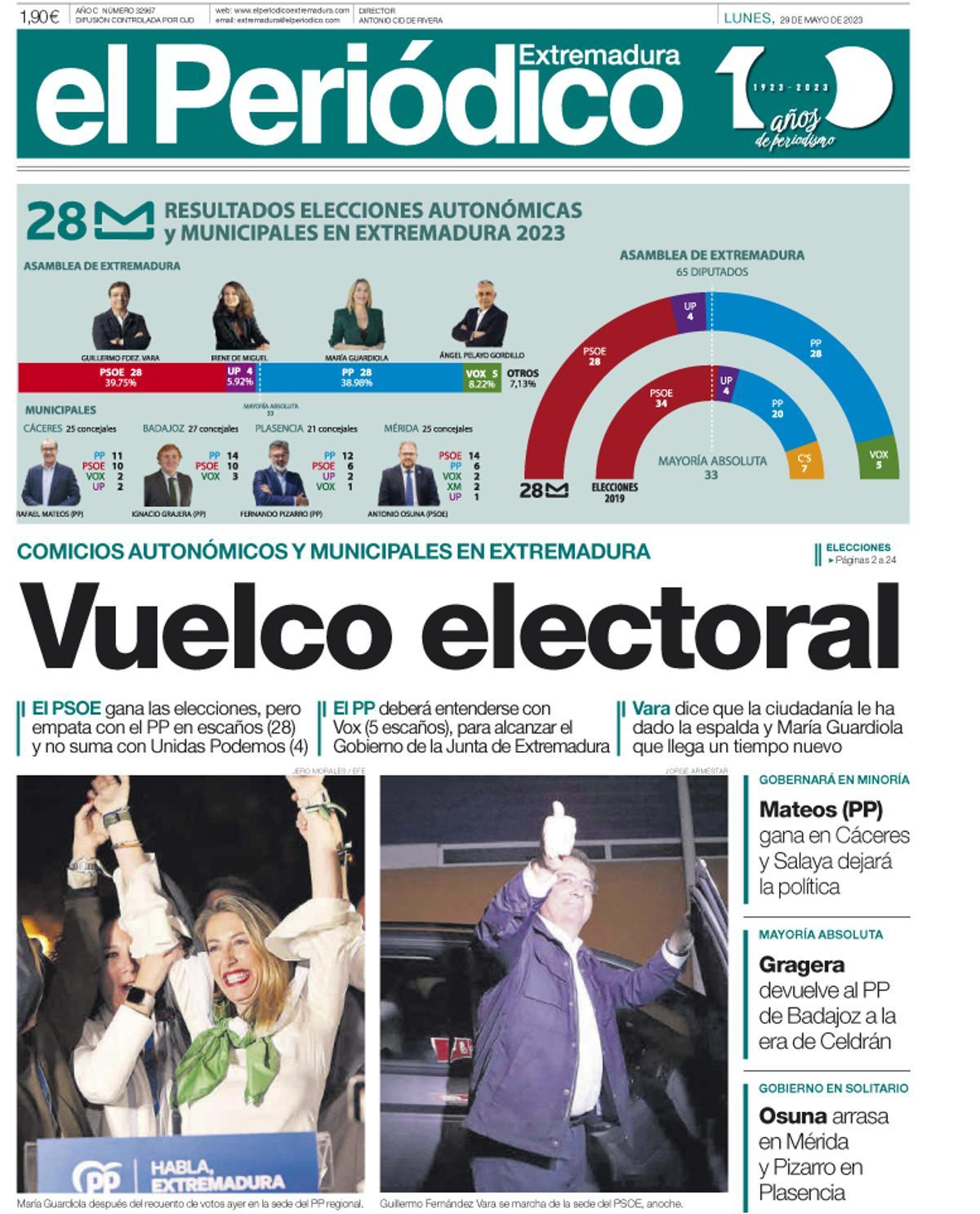 Consulta la portada correspondiente al día 29 de mayo de 2023