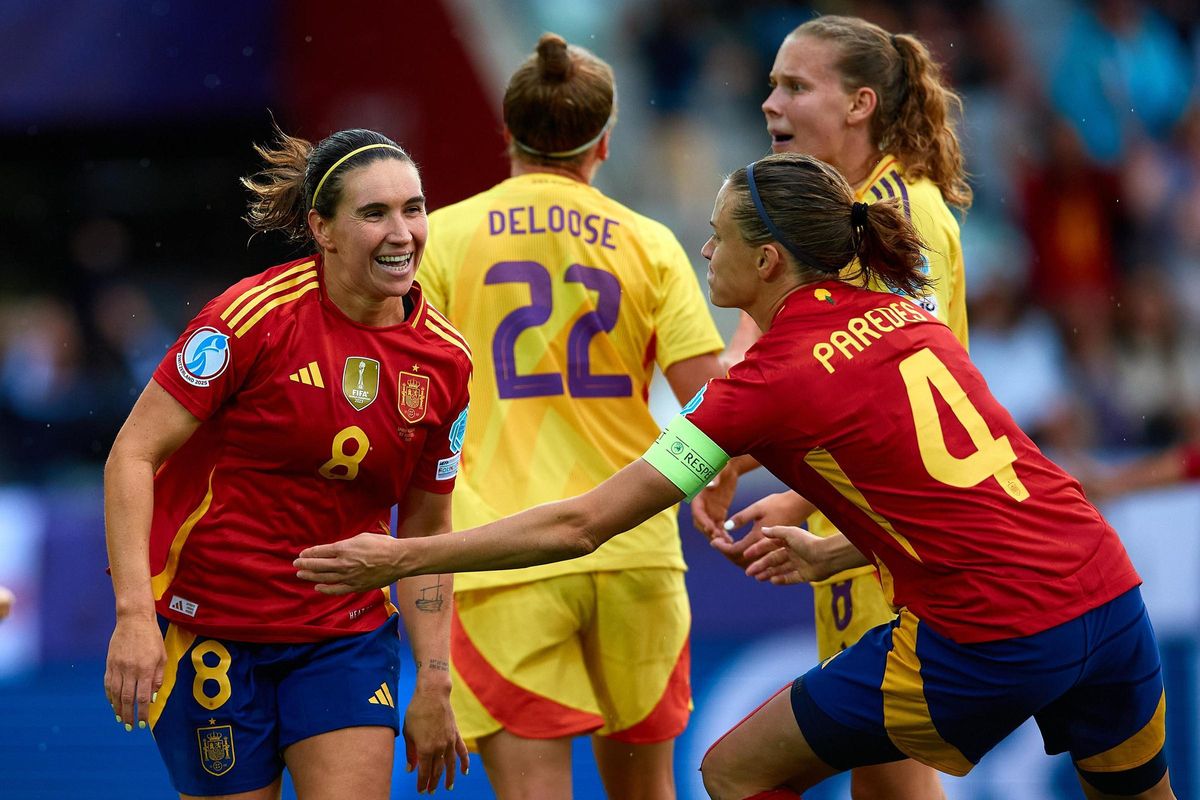 Mariona Caldentey celebrando un gol esta Eurocopa