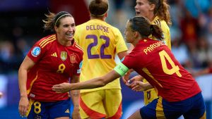 Mariona Caldentey celebrando un gol esta Eurocopa
