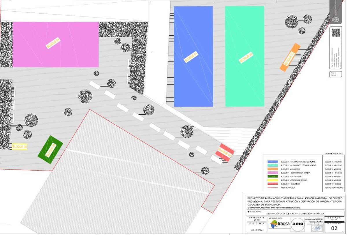 Distribución de las instalaciones del centro de acogida de migrantes previsto en Torrevieja