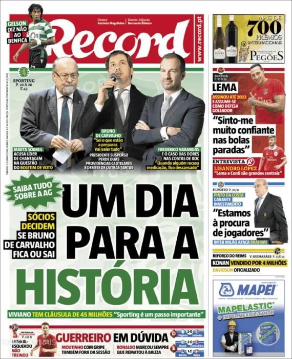 Portada RÉCORD sábado 23 de junio de 2018