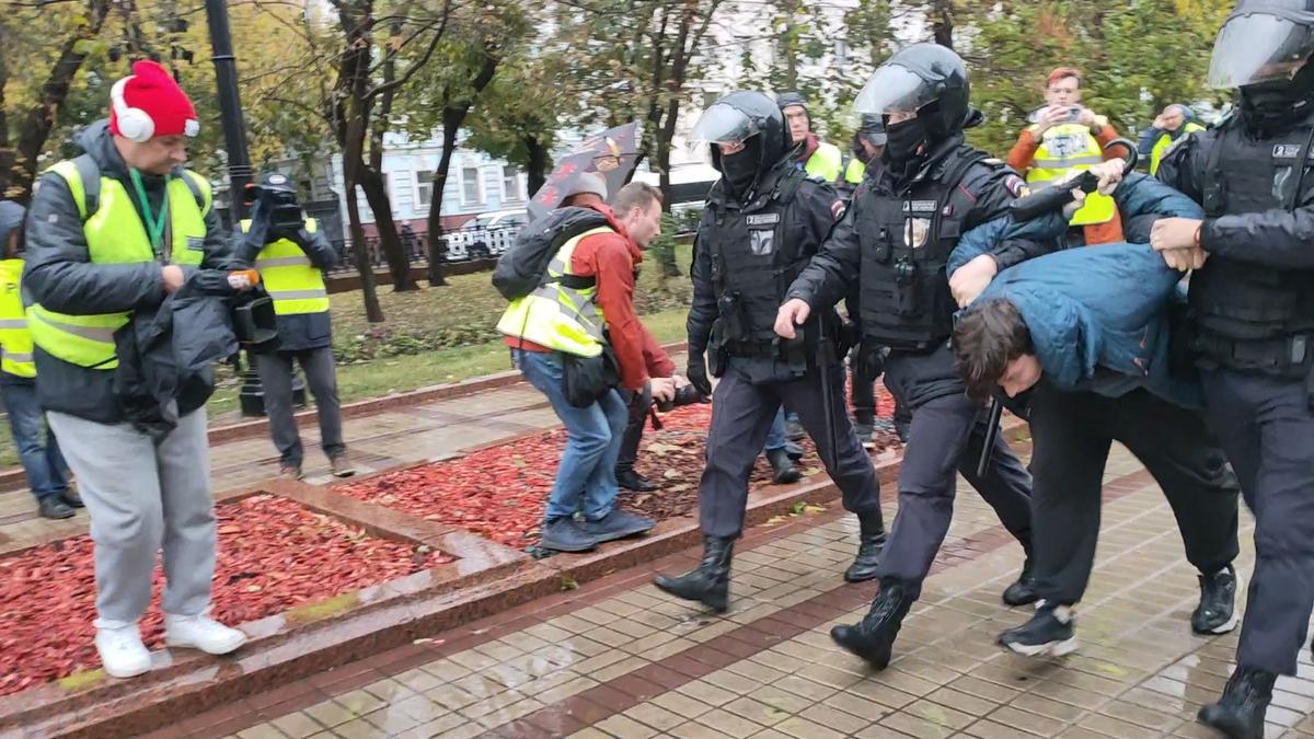 Manifestación contra la movilización parcial de reservistas de este sábado en Moscú.