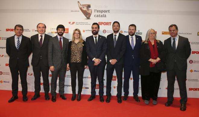 GENERALITAT DE CATALUNYA El president del Parlament, Roger Torrent, acompañado de ElsaArtadi, Cosellera de Presidència, Gerard Figueras, Secretari General de l¿Esport, Maite Fandos, de la Diputació,acompañados de Agustín Cordón, Conrado Carnal, Ernes