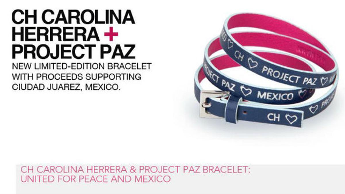 Todas las ganancias de la venta de la pulsera diseñada por Carolina Herrera irán destinados a la organización de Project Paz y a su trabajo sin fines de lucro en Juárez.