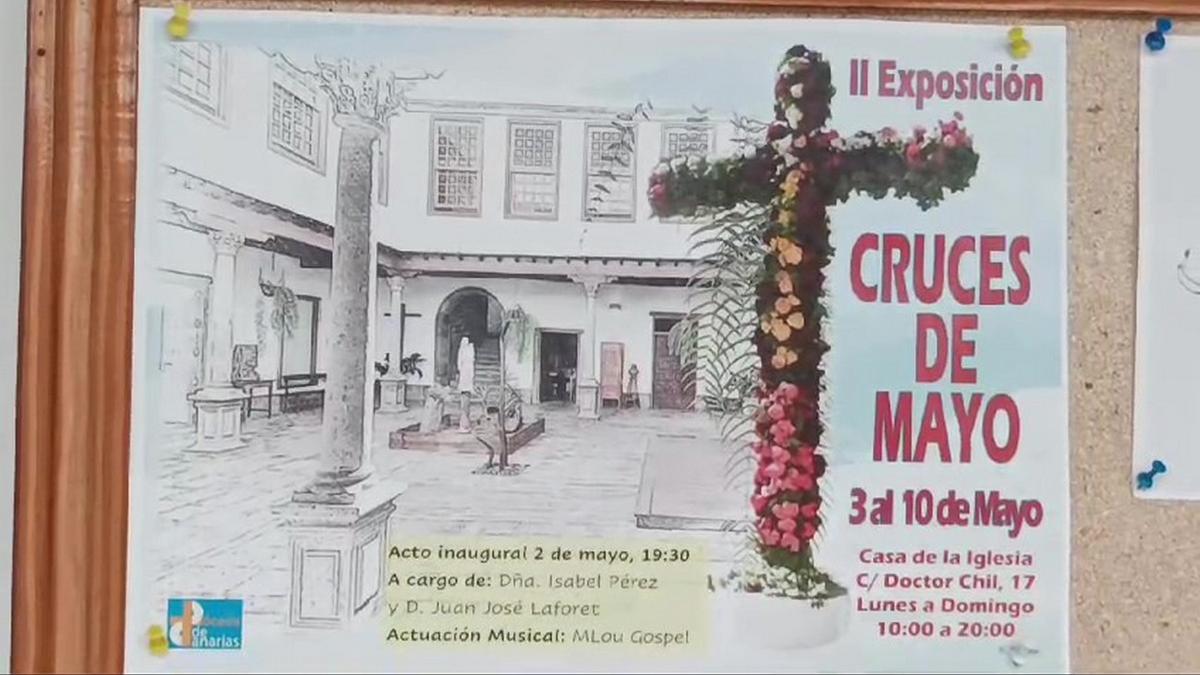 Cartel anunciador de la II Exposición de Cruces de Mayo en Vegueta (Las Palmas de Gran Canaria).