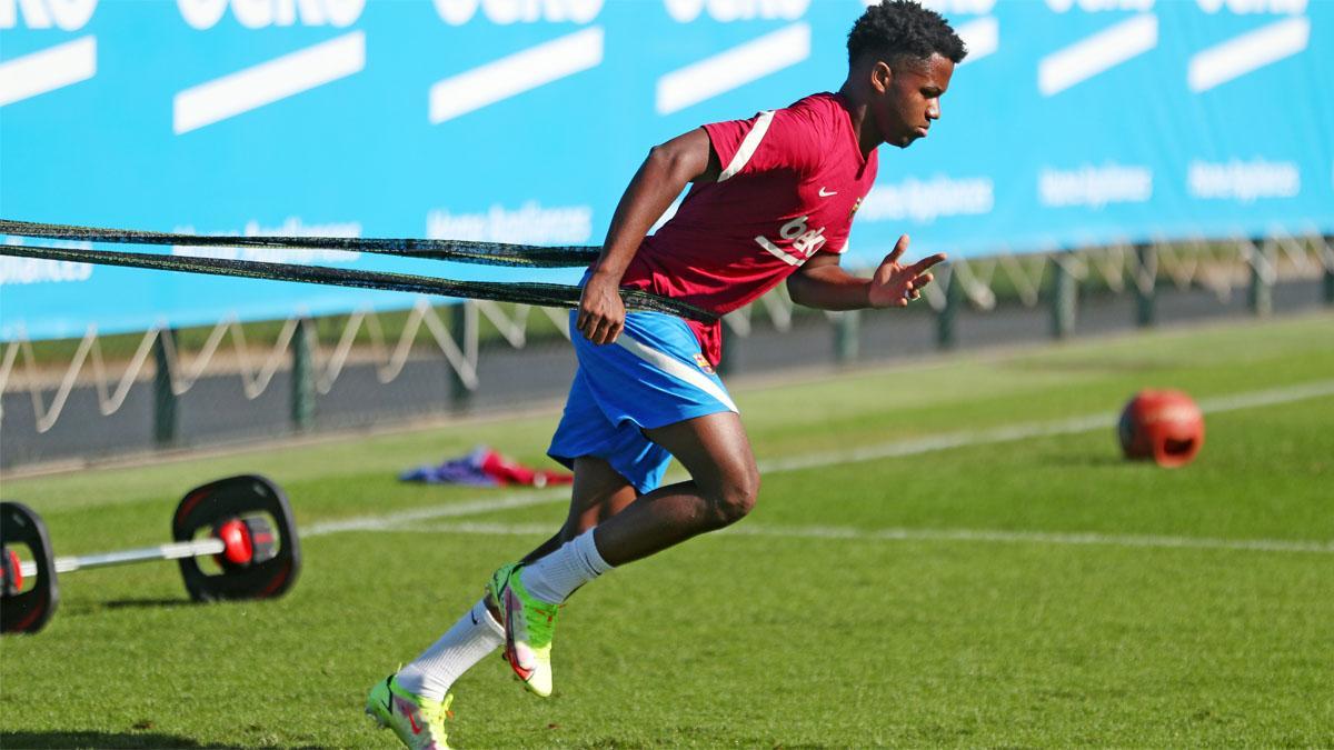 Ansu Fati, en un entrenamiento