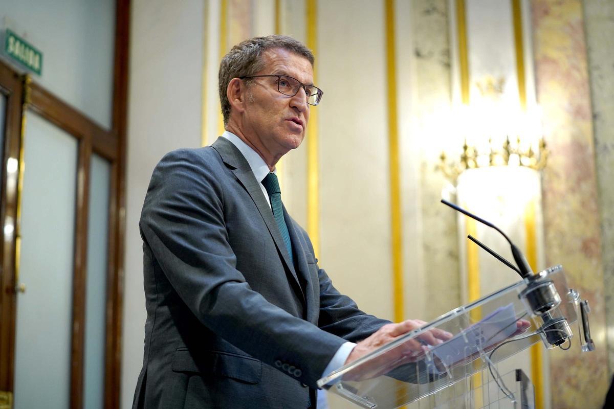 Madrid 21-09-2023 Pleno del Congreso , en la imagen Alberto Nuñez Feijoo en el salón Escritorio ofrece unas declaraciones . IMAGEN DAVID CASTRO Madrid 21-09-2023 Pleno del Congreso , en la imagen Alberto Nuñez Feijoo en el salón Escritorio ofrece unas declaraciones . IMAGEN DAVID CASTRO