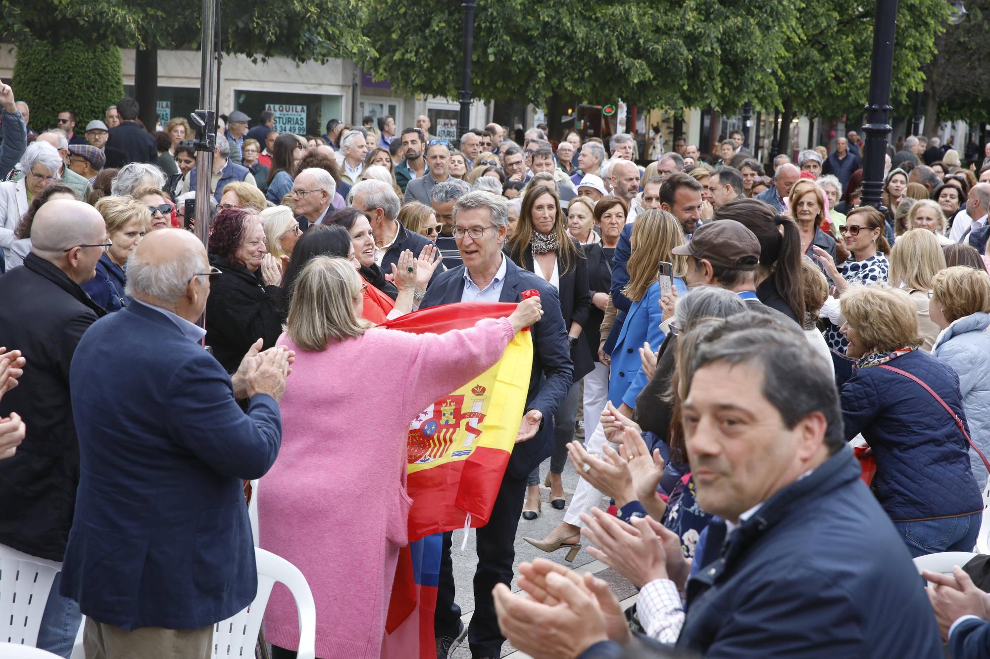 Mitin del PP en Gijón con la presencia del presidente del partido, Alberto Núñez Feijóo.