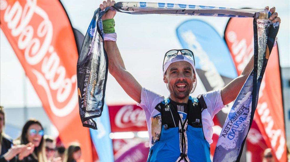 Tòfol Castanyer en la meta de la Formentera All Round Trail