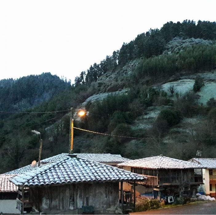 Lugares del concejo de Villaviciosa amanecen cubiertos por un manto blanco.