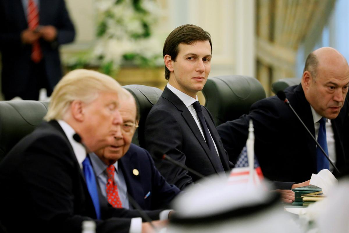 FILE PHOTO - Kushner sits alongside Trump and Ross as they prepare to meet with Saudi Arabias King Salman and his delegation at the Royal Court in Riyadh