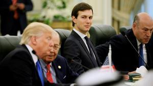 FILE PHOTO - Kushner sits alongside Trump and Ross as they prepare to meet with Saudi Arabias King Salman and his delegation at the Royal Court in Riyadh