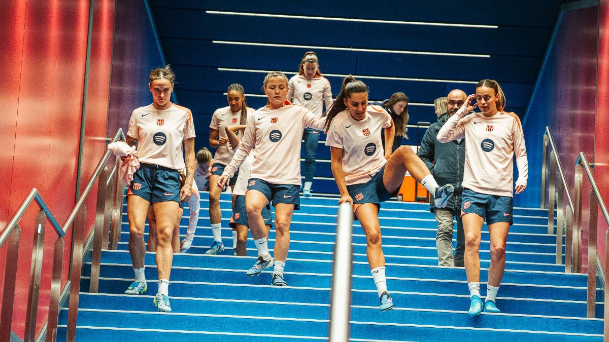 Las jugadoras del Barça en la previa del clásico en el Spotify Camp Nou