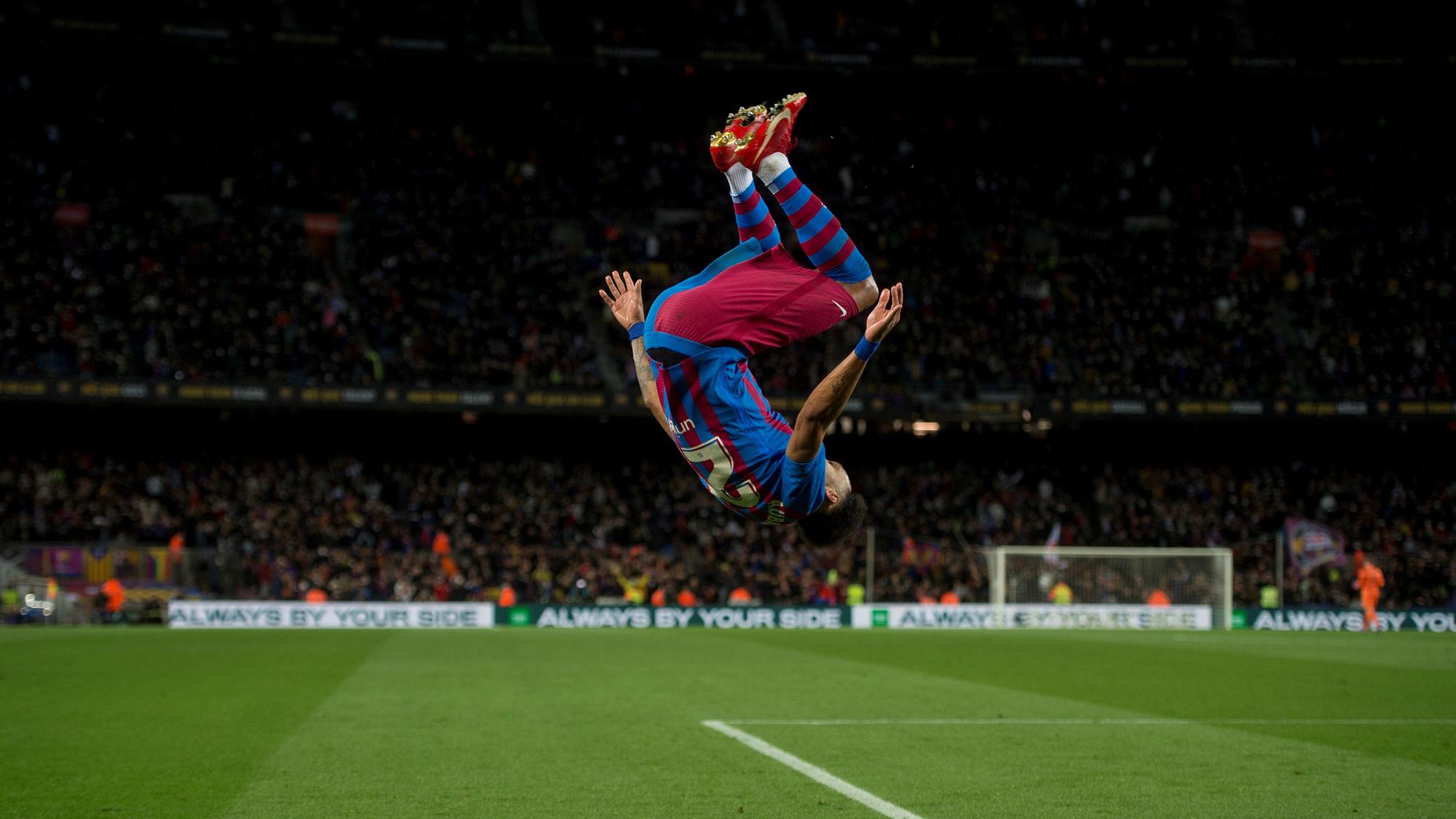 Aubameyang celebra el 1-0.