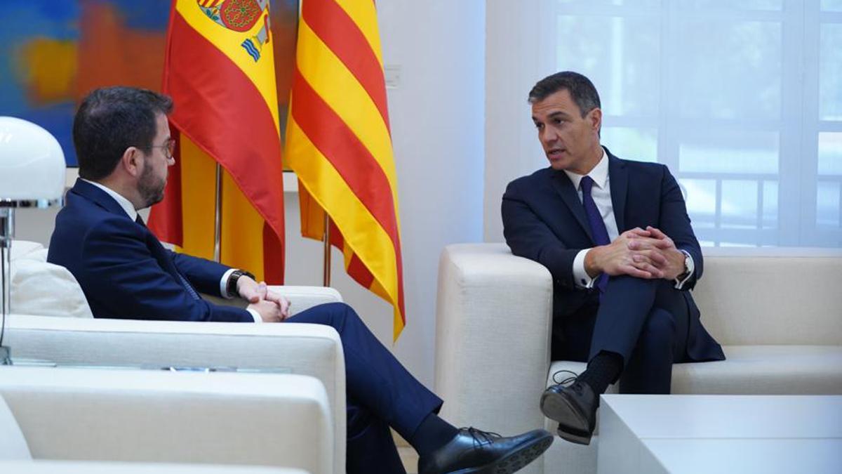 Pere Aragonès y Pedro Sánchez, reunidos en La Moncloa