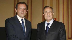 Florentino i Rosell es desitgen sort hores abans de la final.