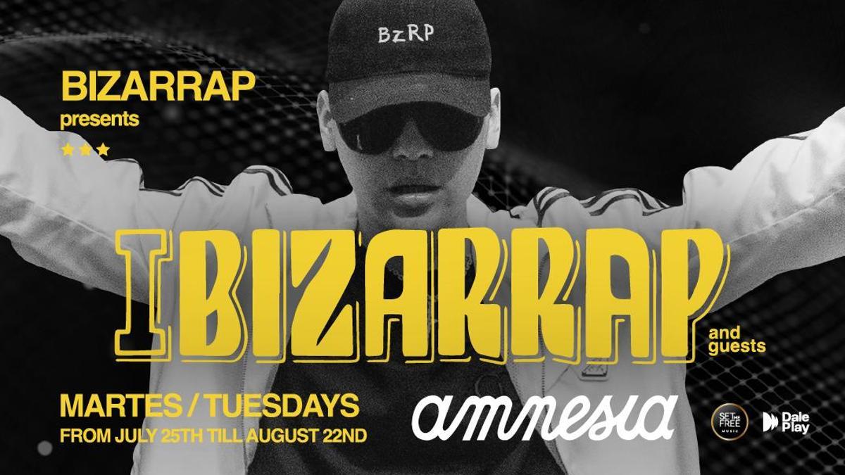 Cartel promocional de la fiesta IBIZARRAP en Amnesia Ibiza.