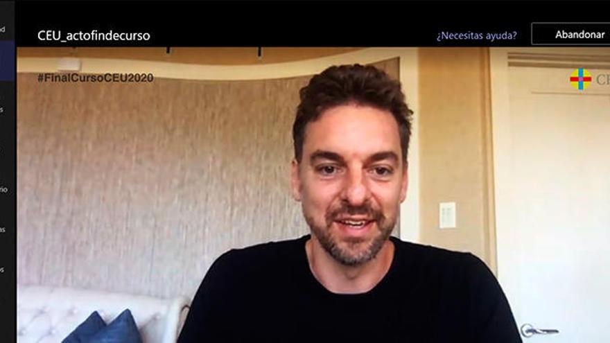 Pau Gasol ha sido el padrino de los alumnos del CEU que finalizan sus estudios este año con una conferencia online.