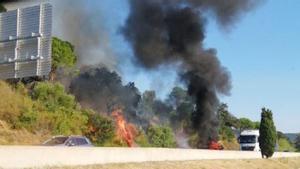 Incendio en la AP 7 dirección La junquera