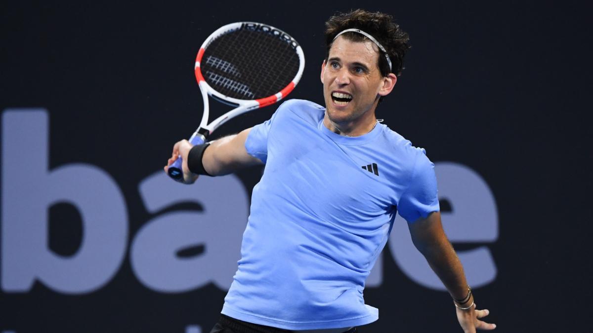 Dominic Thiem, en un partido en Brisbane contra Rafa Nadal