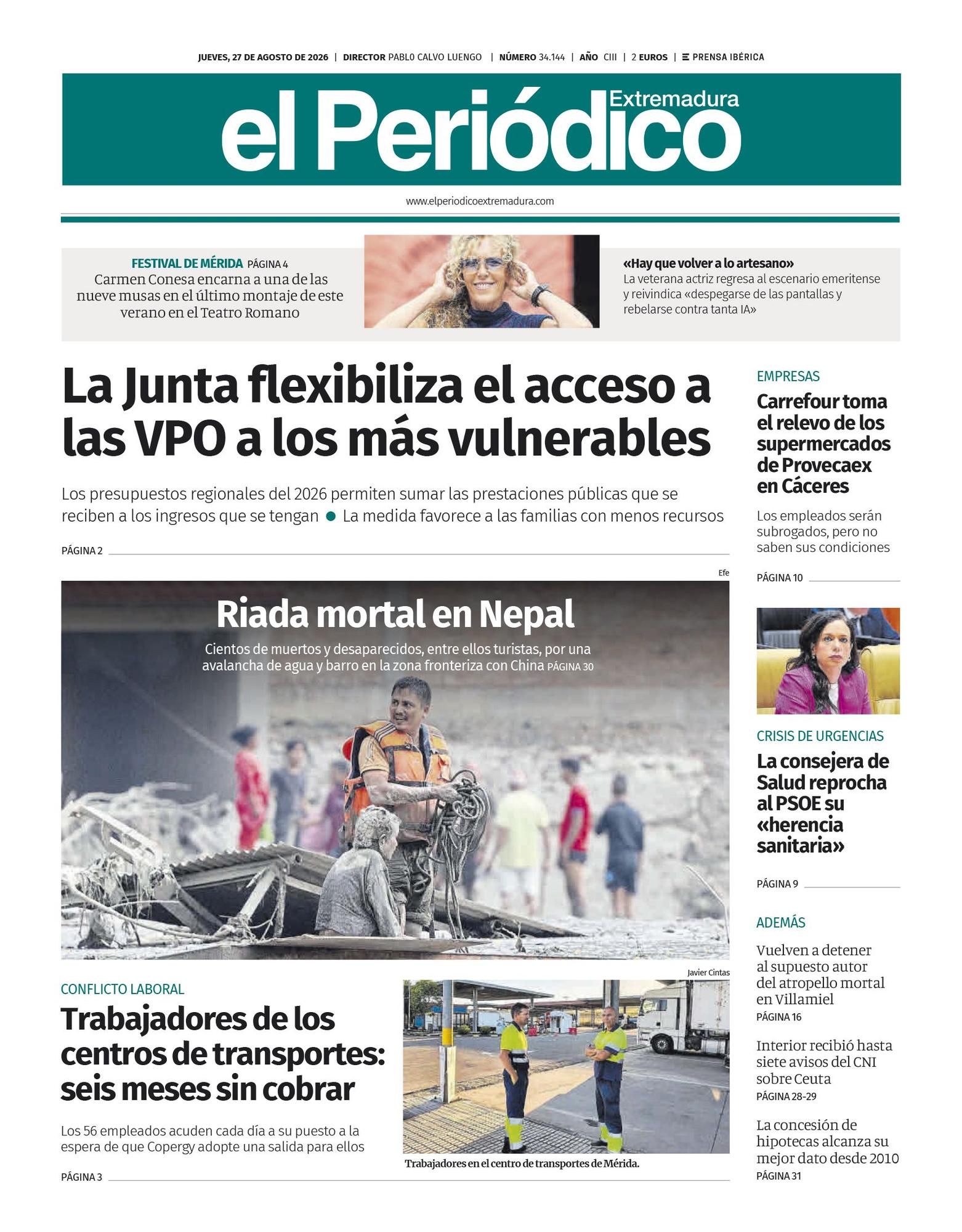 Consulta la portada correspondiente al día 27 de agosto de 2026