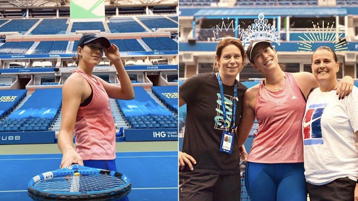 Muguruza, junto con su equipo en la Arthur Ashe