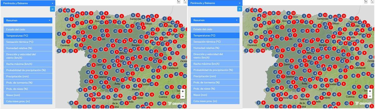 Previsión de temperaturas para los días 6 y 7 de enero