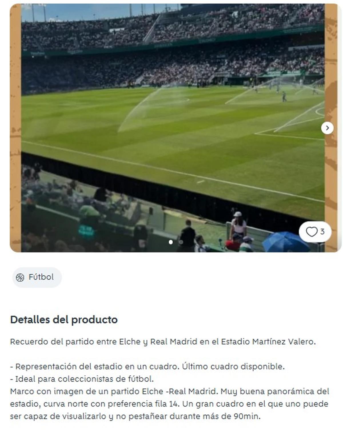 Captura de pantalla del anuncio de reventa de entrada