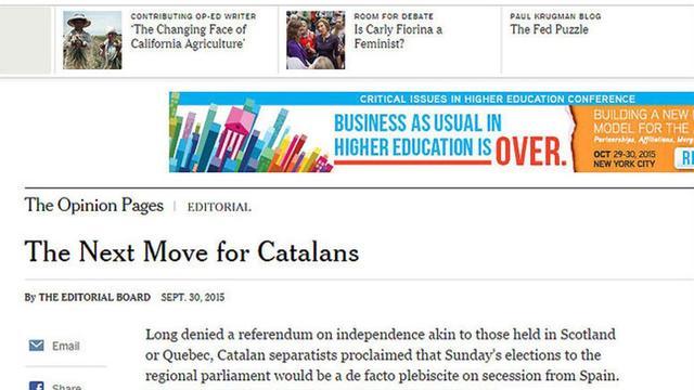 El editorial de 'The New York Times', 'The next move for Catalans'
