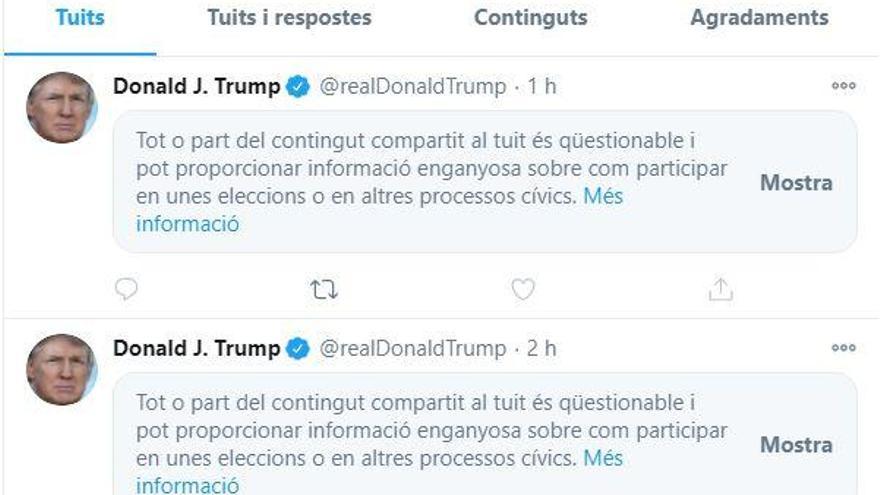 Twitter amaga una desena de piulades de Donald Trump