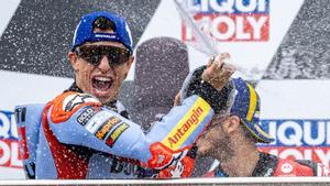 Marc Márquez, celebrando el podio del Gran Premio de Alemania 2024