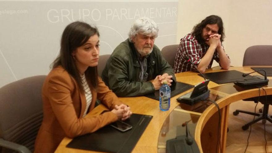 Representantes de AGE, esta mañana, en rueda de prensa // X.Álvarez