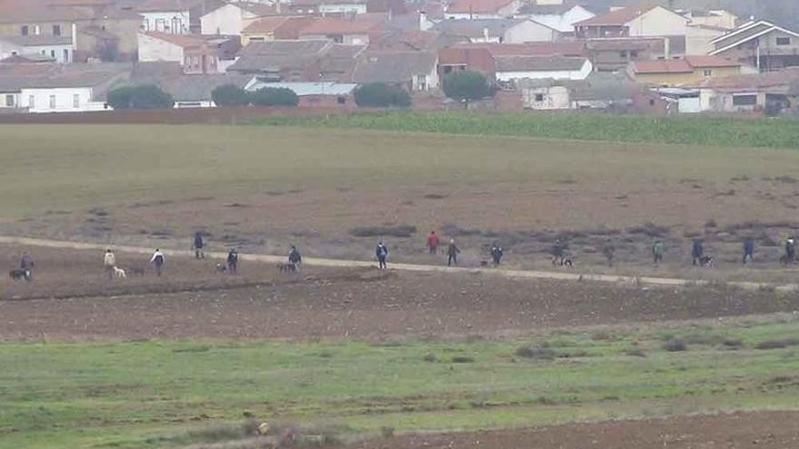 Al fondo, localidad de Guarrate donde se ha producido el asalto, en una jornada de caza con galgo.