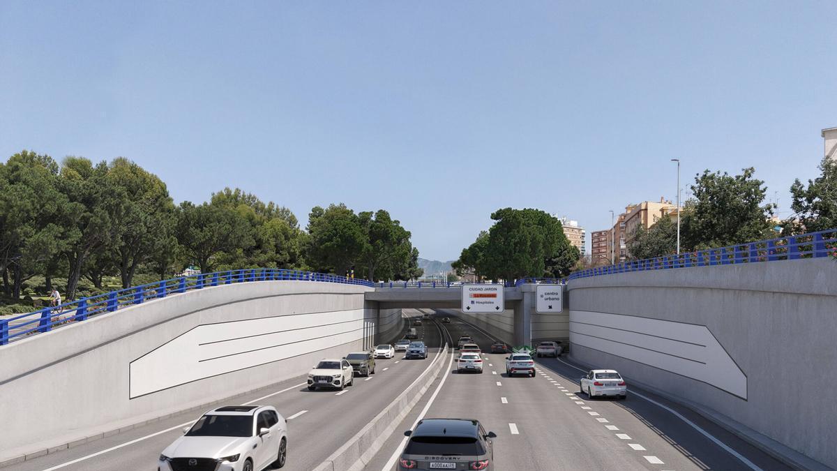 Recreación del proyecto de soterramiento de la avenida Valle Inclán, en Málaga