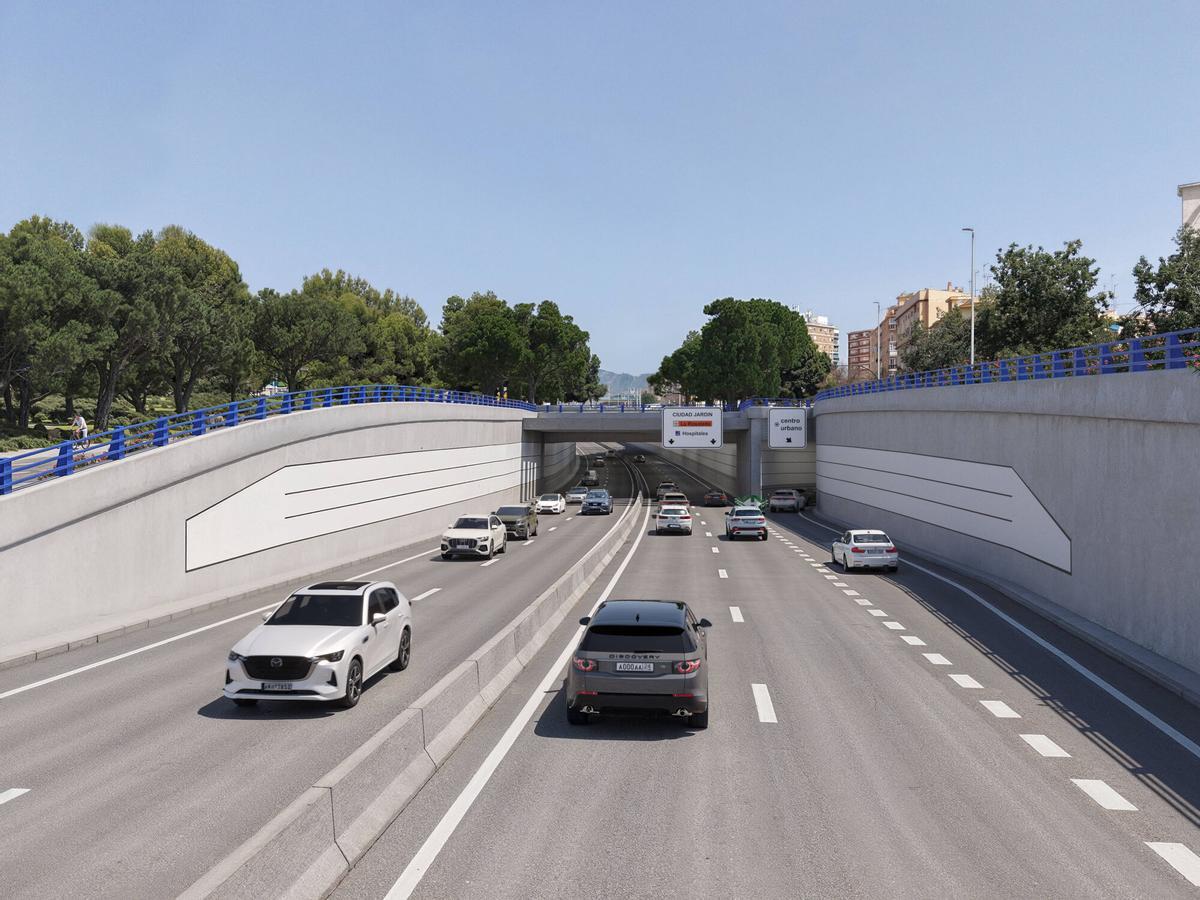 Recreación del proyecto de soterramiento de la avenida Valle Inclán, en Málaga