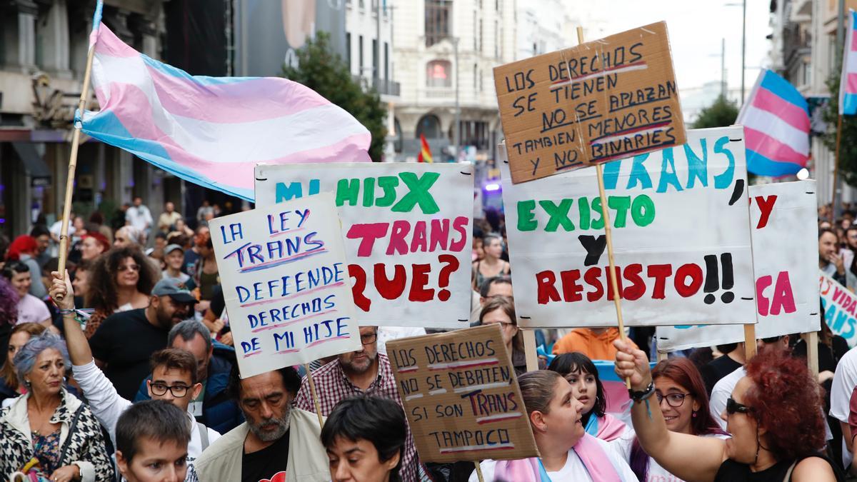 Colectivos LGTBI se manifiestan contra los &quot;recortes&quot; del PSOE a la ley trans.