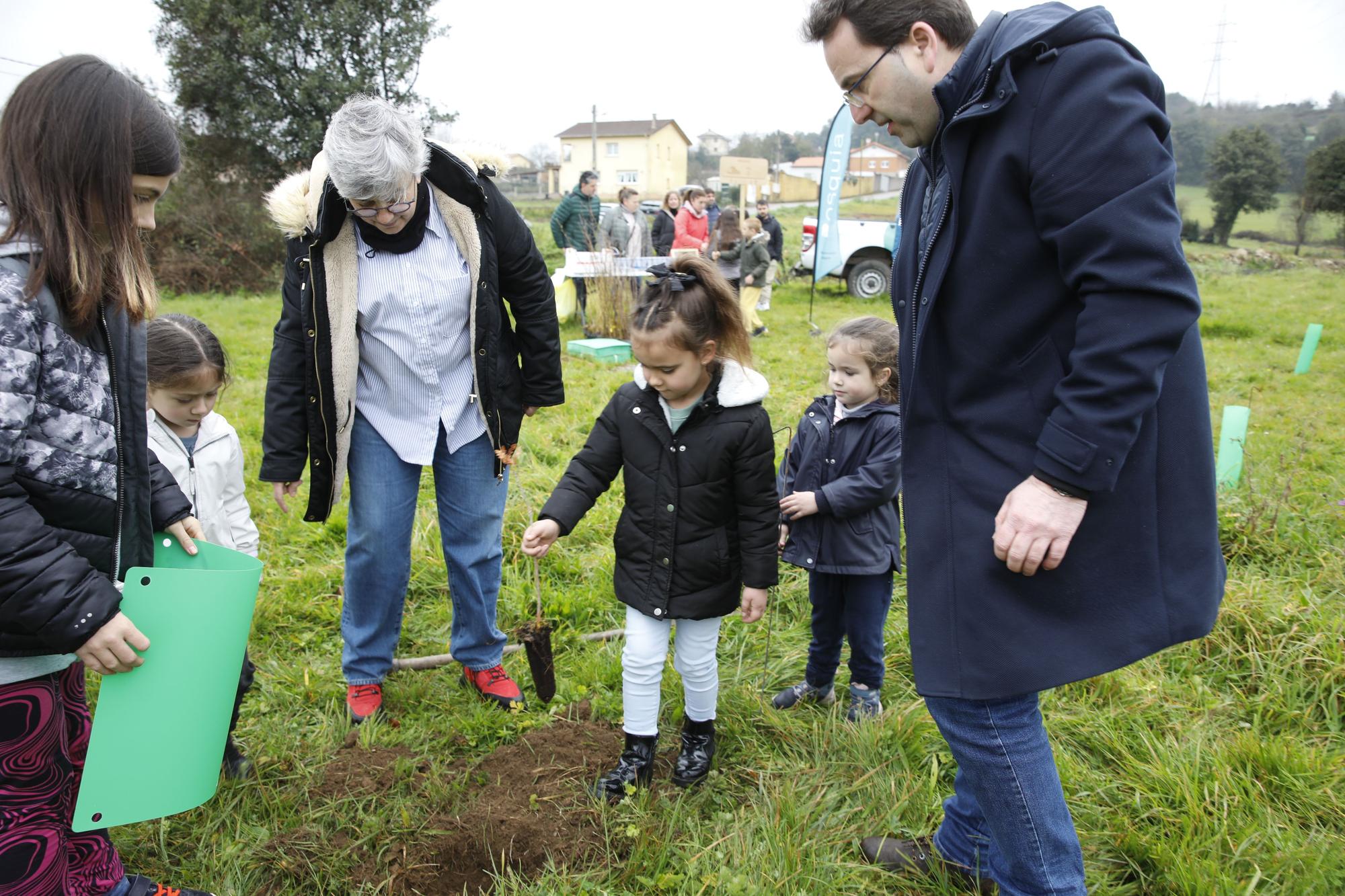 En imágenes: La alcaldesa de Gijón, en la plantación de árboles autóctonos en Somonte