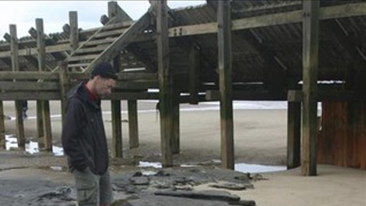 Conjunto de huellas localizadas en una playa de Happisburgh, con una antigüedad estimada de al menos 800.000 años