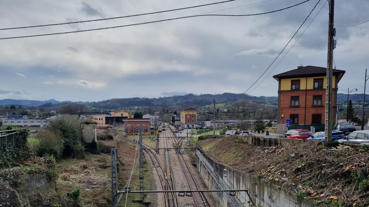 Adif retira maleza y arbustos de la zona del cruce ferroviario de El Berrón