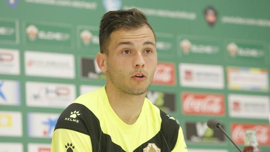 Borja, este miércoles, en la sala de Prensa del estadio Martínez Valero