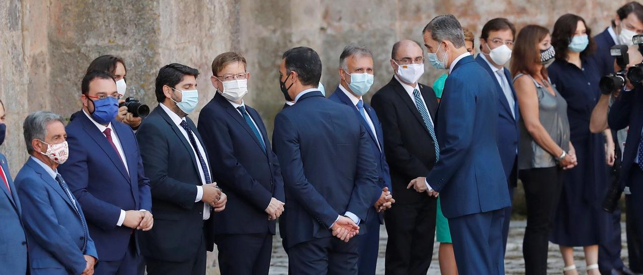 Pedro Sánchez y Felipe VI, junto a Ximo Puig en la última Conferencia de Presidentes.