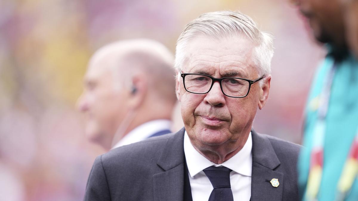 Carlo Ancelotti, head coach of Brazil, looks on during the FIFA World Cup 2026 Round Of 16 match between Brazil and Norway at New York New Jersey Stadium on July 05, 2026 in East Rutherford, New Jersey. AFP7 05/07/2026 ONLY FOR USE IN SPAIN