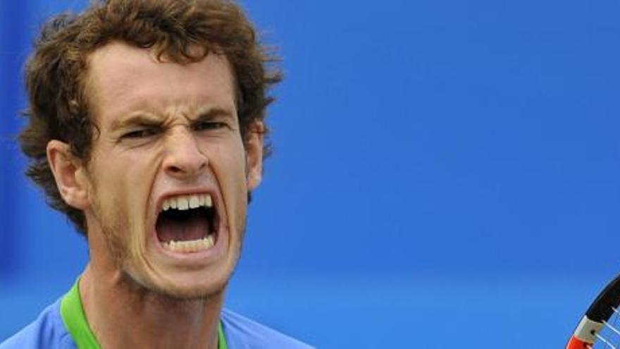 Andy Murray celebra su victoria ante Tsonga en la final del torneo de Queens.
