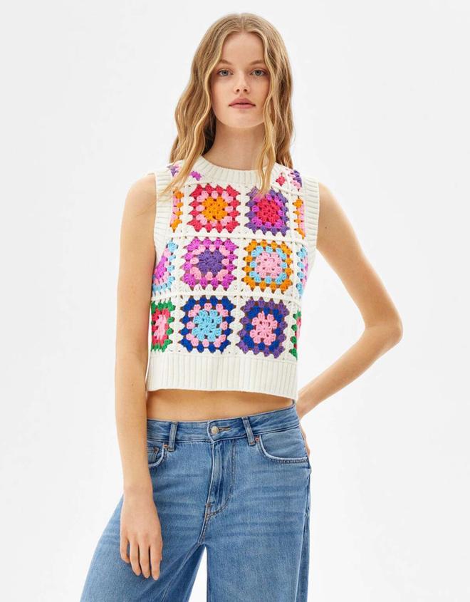 Chaleco de crochet de Bershka